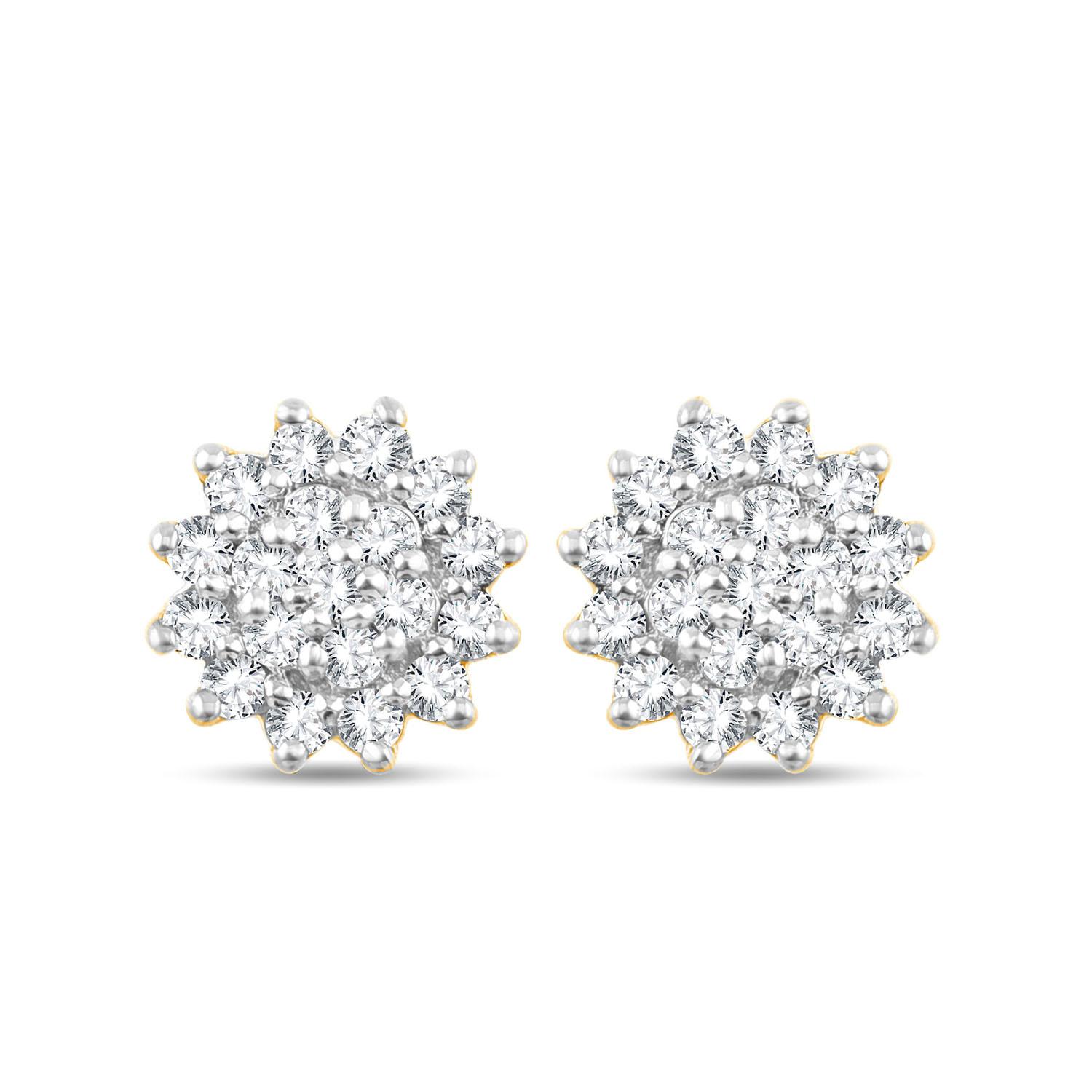 Boucles d'oreilles Puce Etoile 2 x 19 Diamants 0.04 Carat
