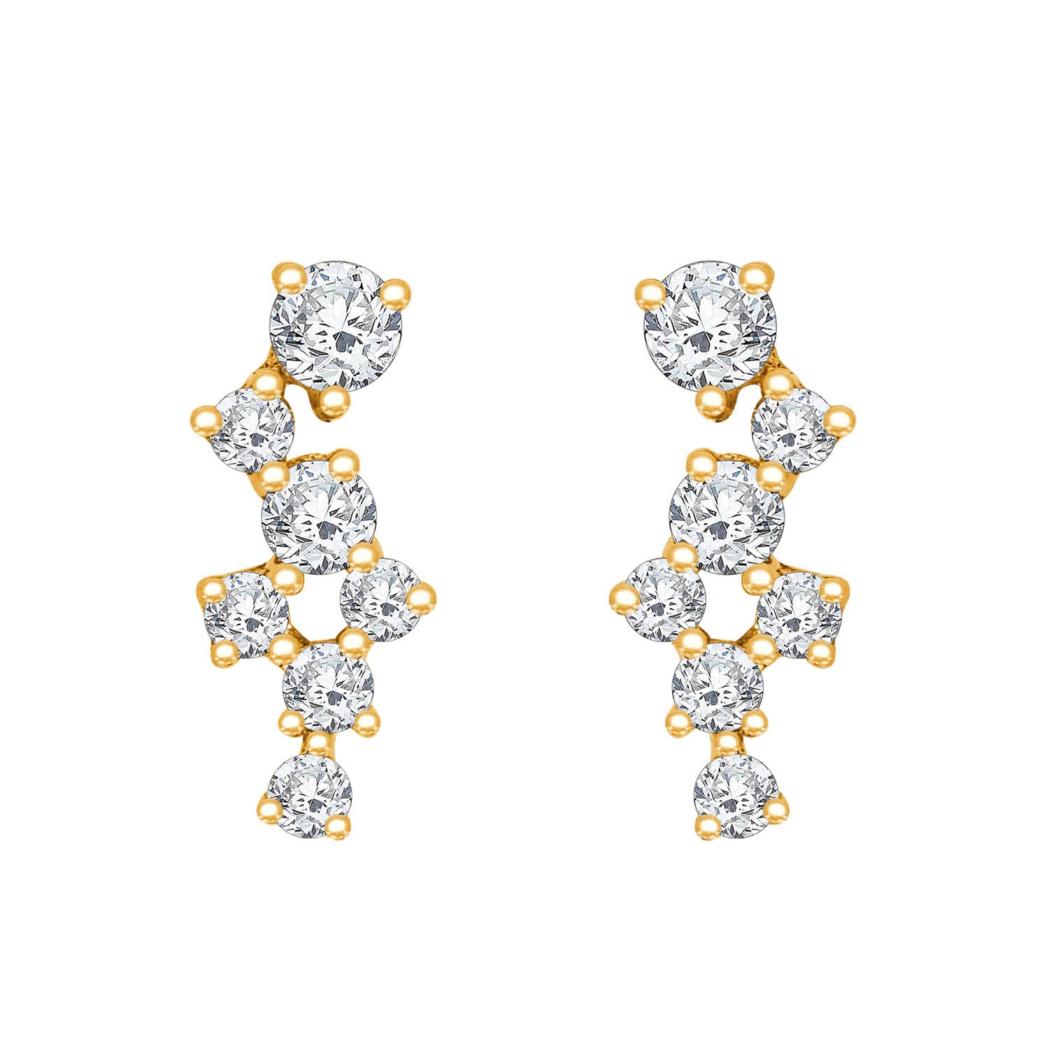 Boucles d'oreilles 2 x 7 diamants 0.055 ct