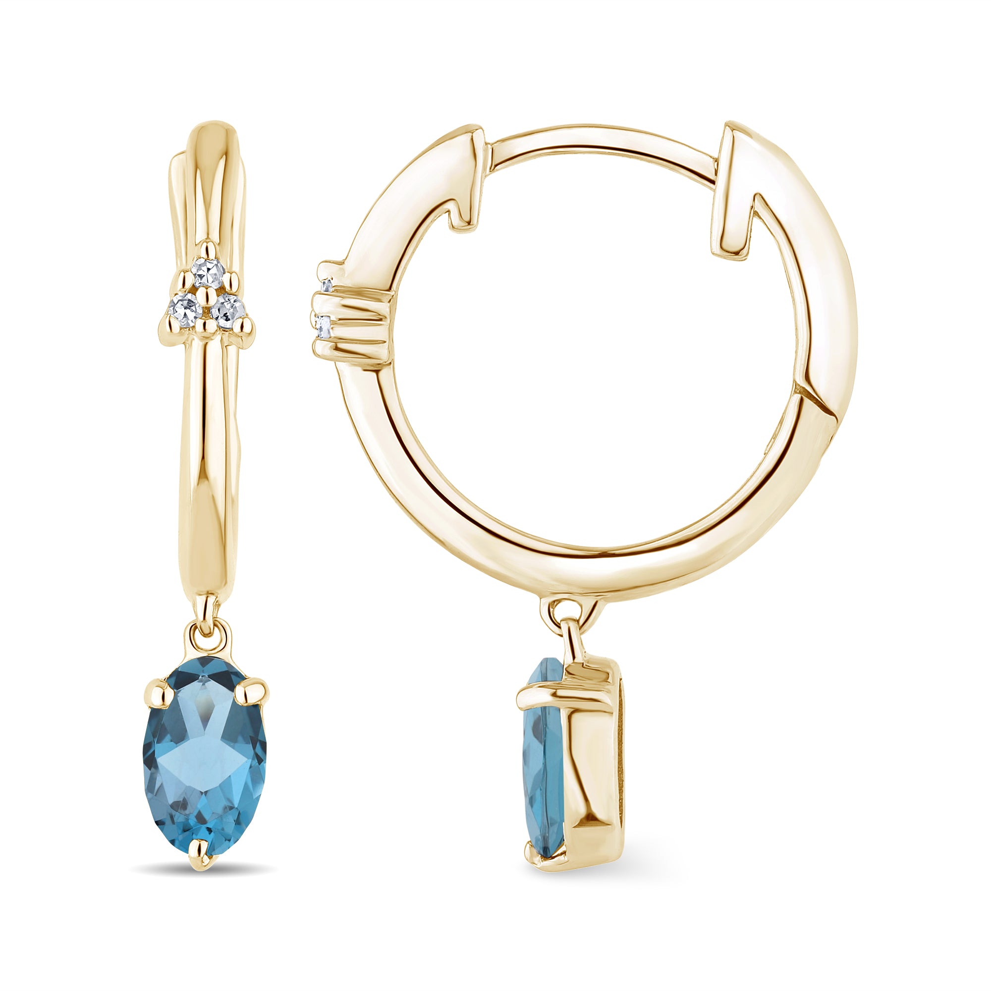 Boucles d'oreilles London Blue Topaze Ovale 5x3 + 6 Diamants 0,02 Carat