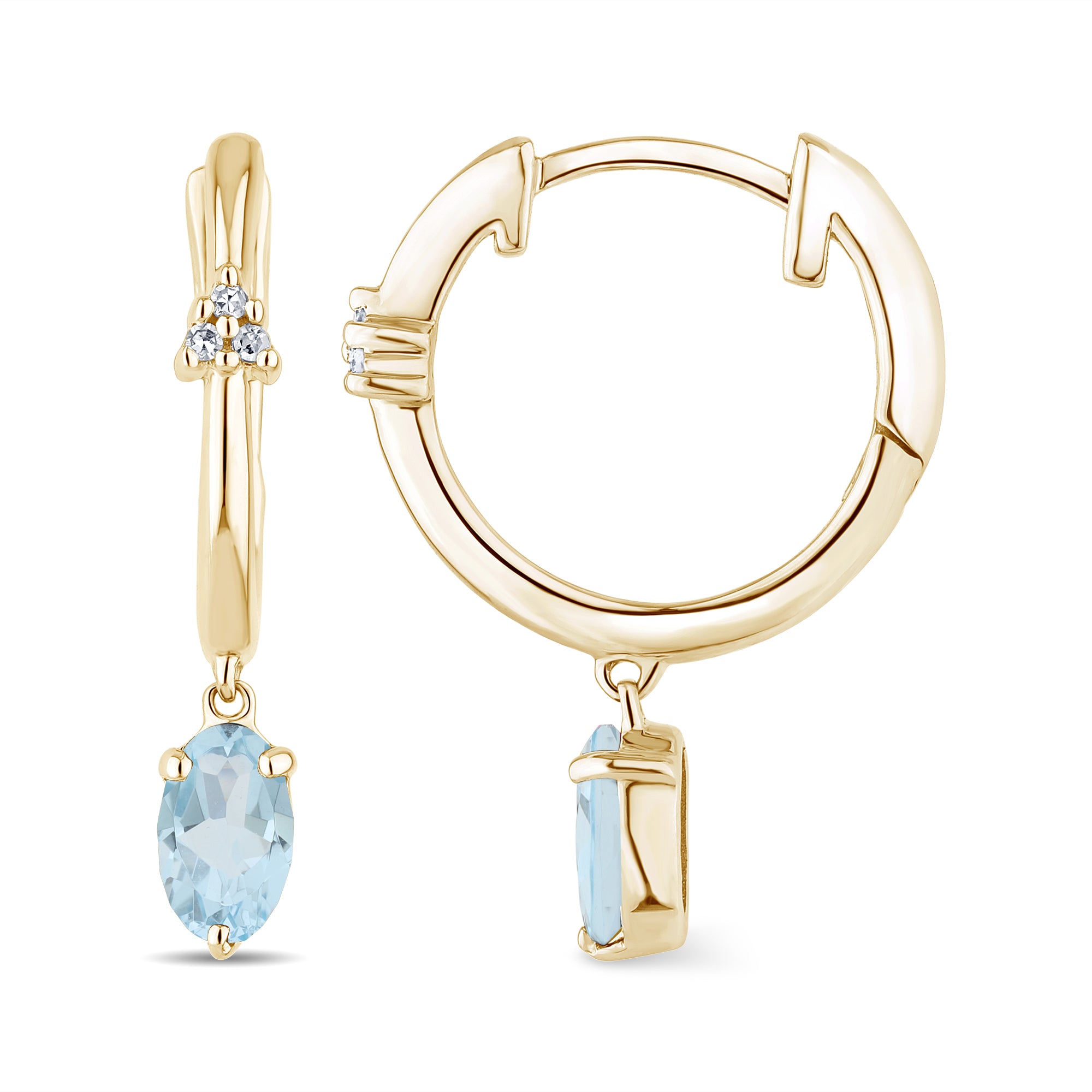 Boucles d'oreilles Sky Blue Topaze Ovale 5x3 + 6 Diamants 0,02 Carat