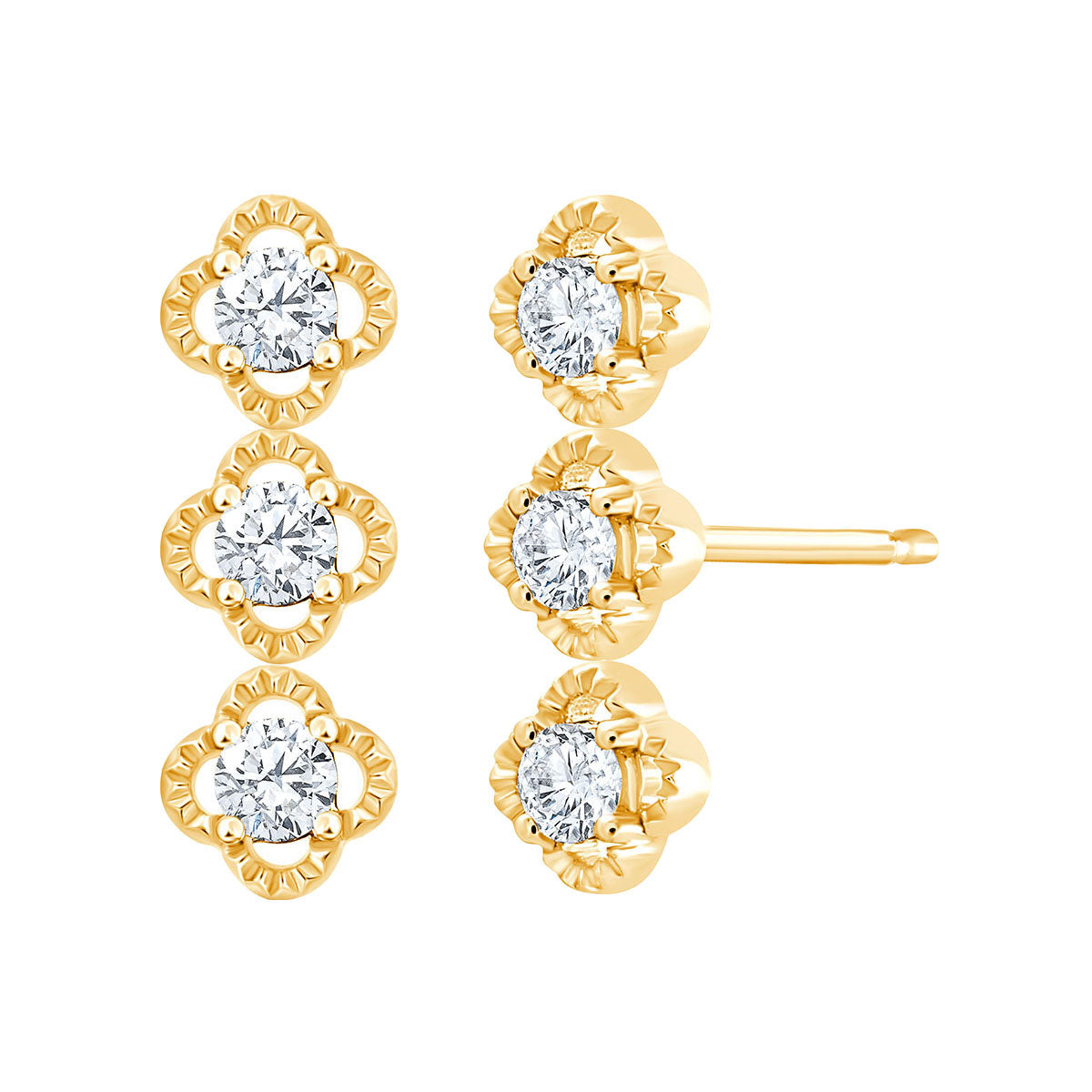 Boucles d'oreilles 2 x 3 Diamants 0.06 Carats