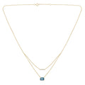 Collier London Blue Topaze Emeraude 7x 5 + 8 Diamants 0,03 Carats