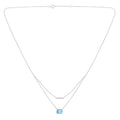 Collier 1 Swiss Blue Topaze Emeraude 7x5 + 8 Diamants 0,03 Carats