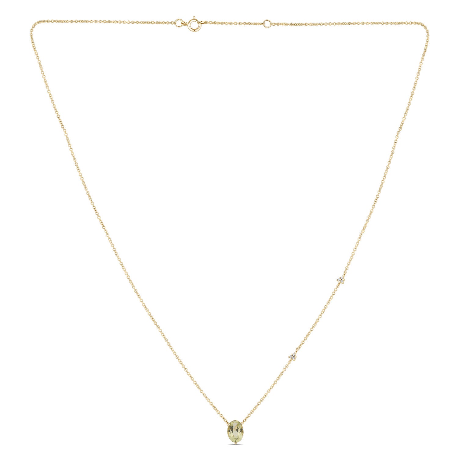 Collier 1 Lemon Quartz Ovale 7x5 + 6 Diamants 0,02 Carats