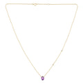 Collier 1 Purple Amethyste Ovale 7x5 + 6 Diamants 0,02 Carats