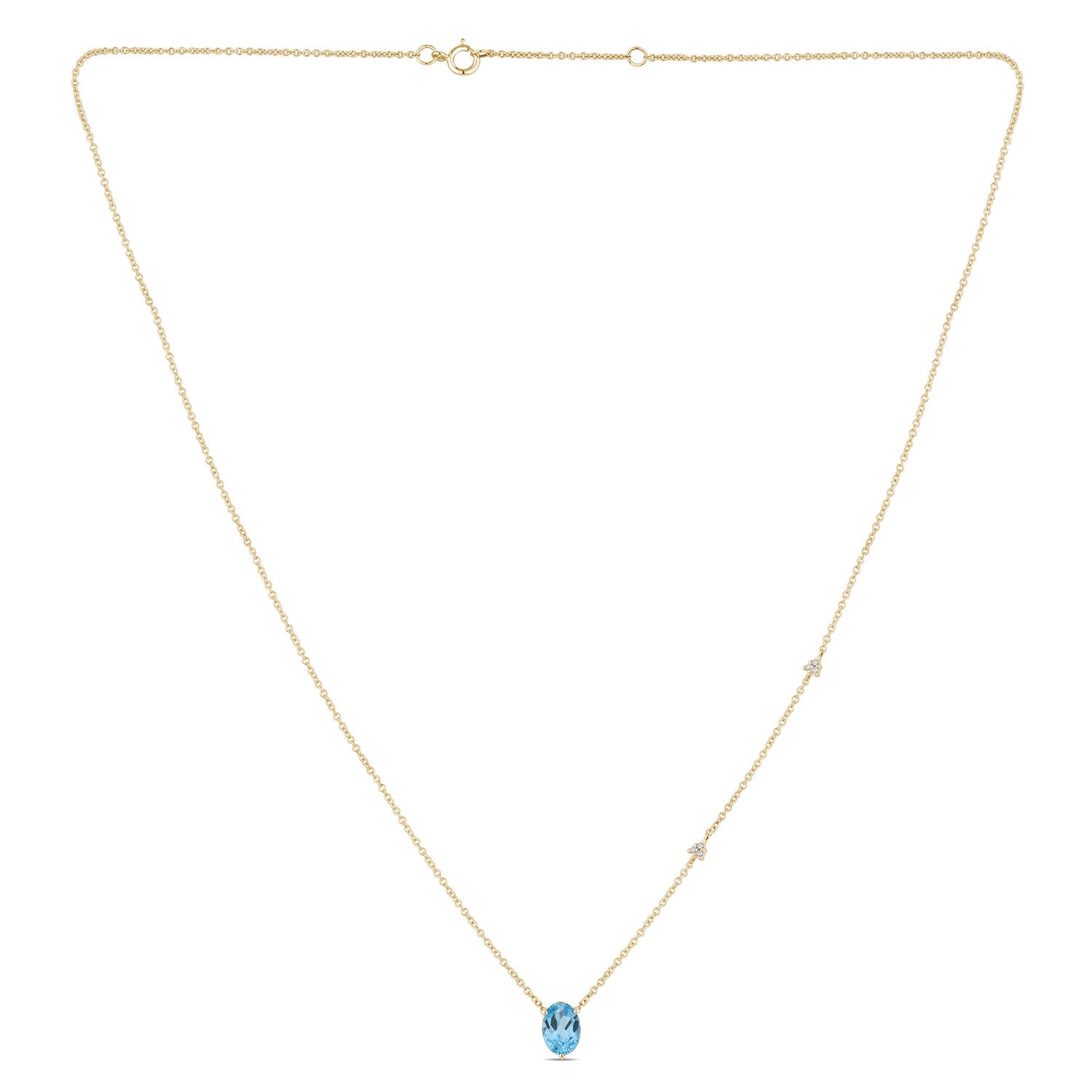 Collier 1 Swiss Blue Topaze Ovale 7 x 5 + 6 Diamants 0,02 Carats