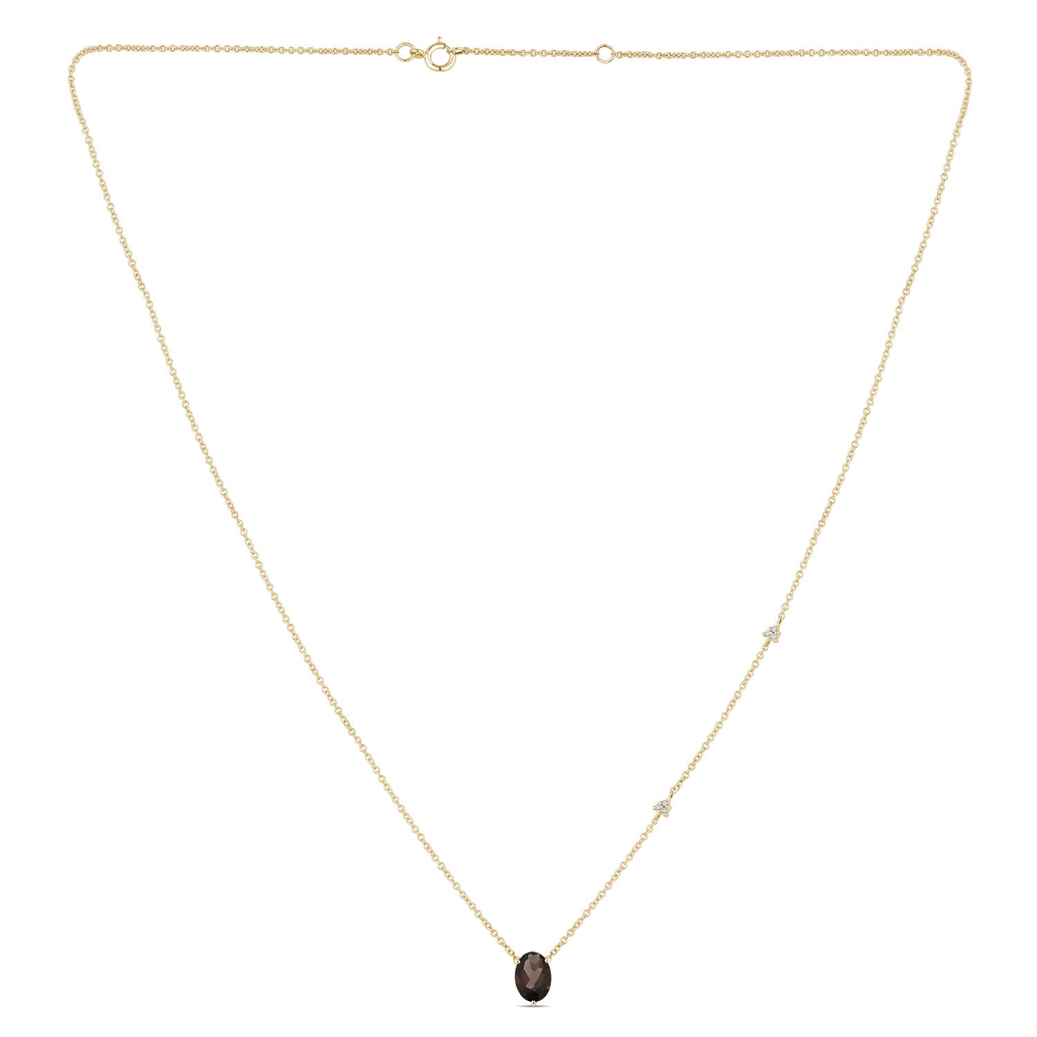 Collier 1 Smocky Quartz Ovale 7 x 5 + 6 Diamants 0,02 Carats