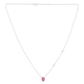 Collier 1 Pink Topaze Ovale 7x5 + 6 Diamants 0,02 Carats