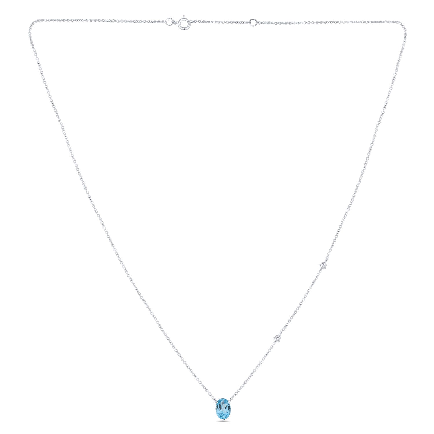 Collier 1 Swiss Blue Topaze Ovale 7 x 5 + 6 Diamants 0,02 Carats