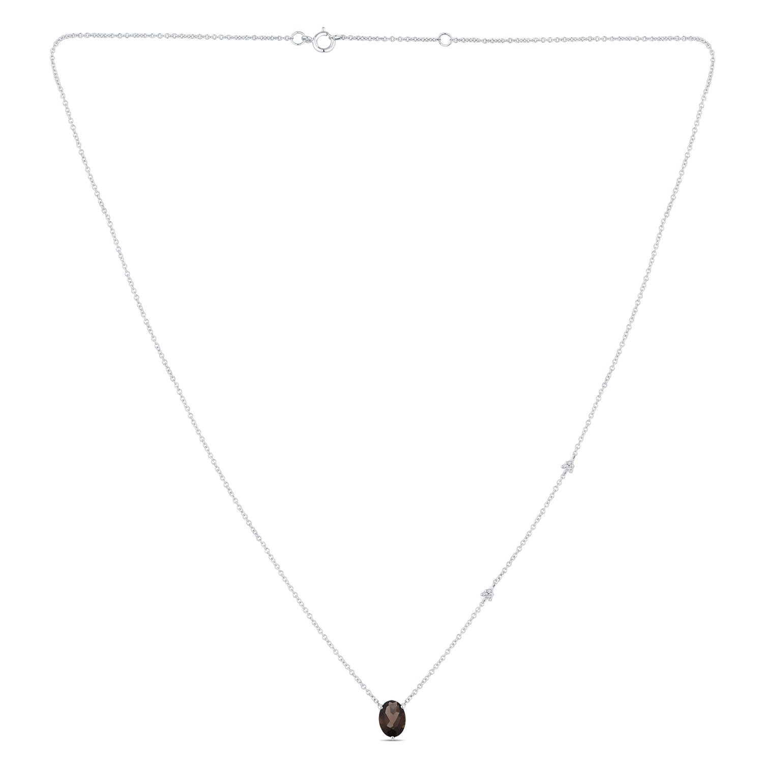 Collier 1 Smocky Quartz Ovale 7 x 5 + 6 Diamants 0,02 Carats