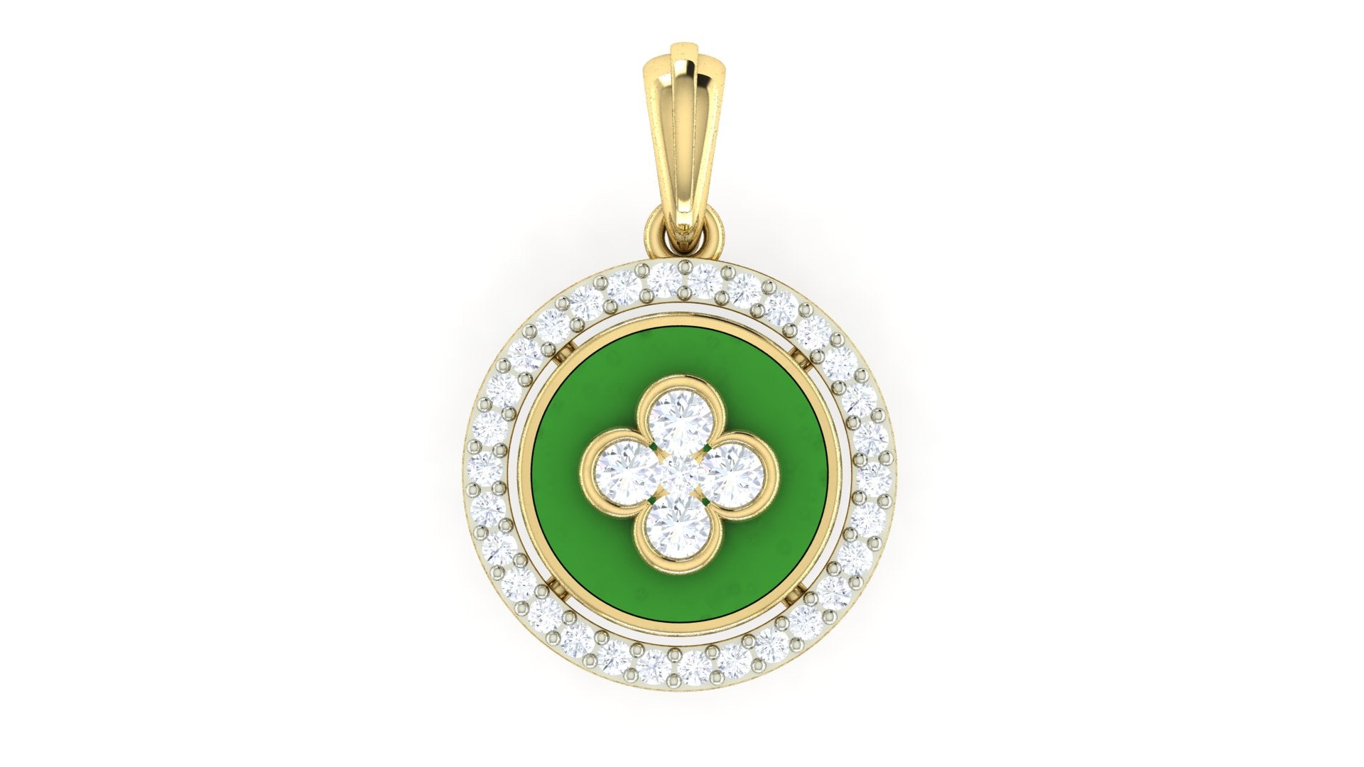 Pendentif 35 Diamants 0.20 cts + Céramique verte