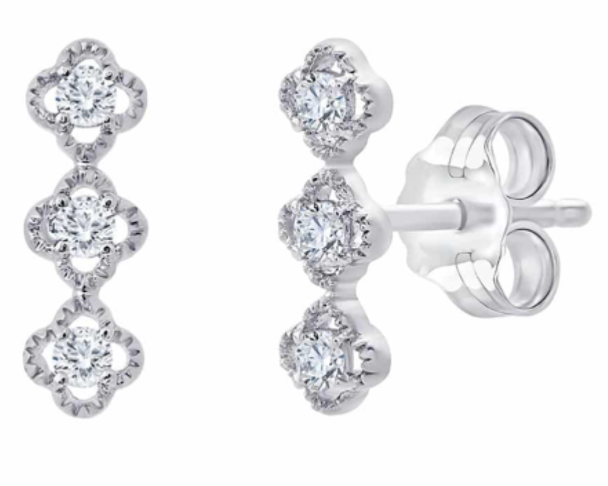 Boucles d'oreilles 2 x 3 Diamants 0.06 Carats